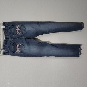 Angels Jeans Womens Juniors Size 13  Cropped Hem Flaws Y2K Floral Puckering
